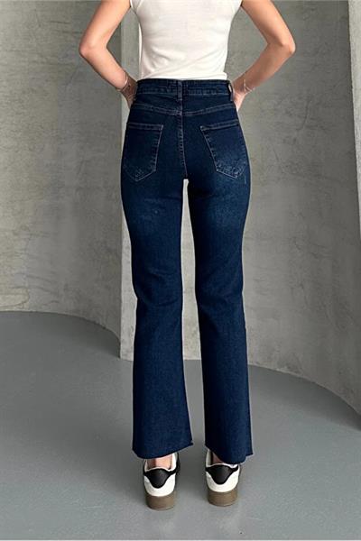 Paça Kesik Likralı Mom Jeans Pantolon