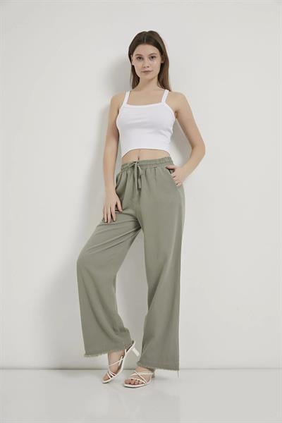 Paça Püsküllü Bol Paça Gabardin Pantolon