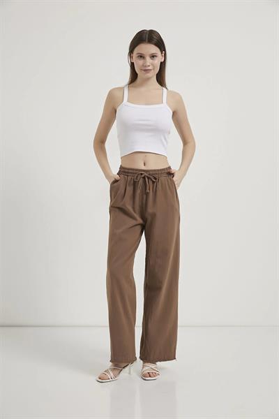Paça Püsküllü Bol Paça Gabardin Pantolon