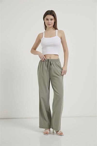 Paça Püsküllü Bol Paça Gabardin Pantolon
