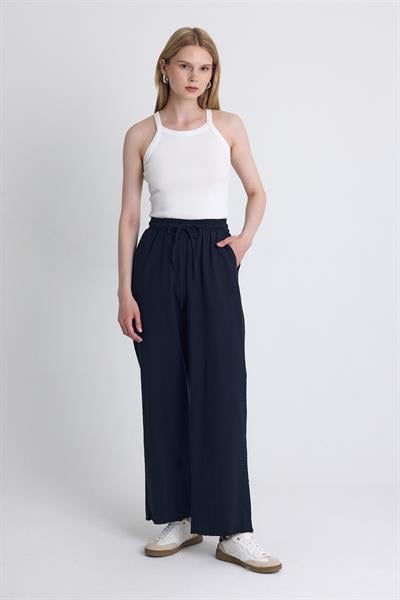 Paça Püsküllü Bol Paça Gabardin Pantolon