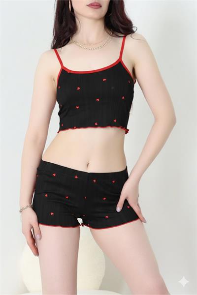 Pegasus Kalp Desenli Şortlu Takım