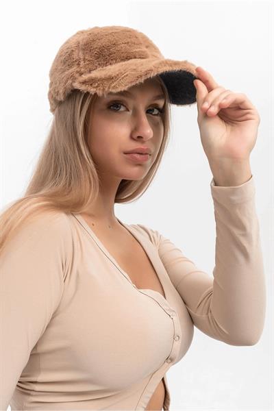 Peluş Cırtlı Kap Şapka