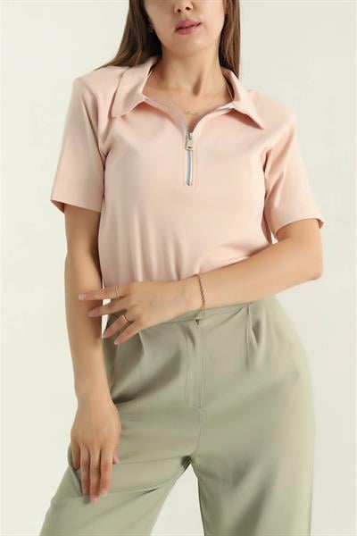 Polo Yaka Fermuarlı Vatkalı Tshirt