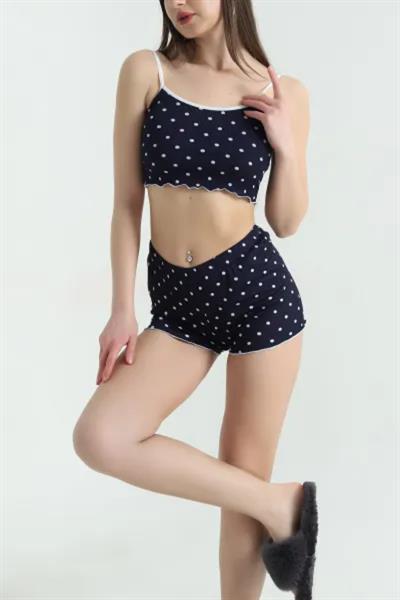 Puantiyeli Şortlu Pijama Takımı