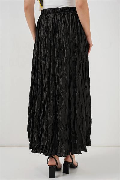Saten Bel Lastikli Kırışık Model Etek