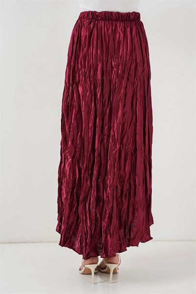 Saten Bel Lastikli Kırışık Model Etek