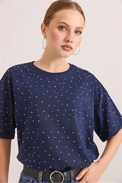 Serpme Taş Detaylı Tshirt