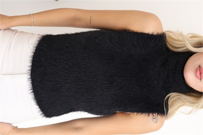 Sıfır Kol Sakallı Crop Bluz