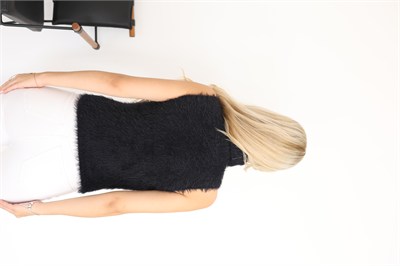 Sıfır Kol Sakallı Crop Bluz