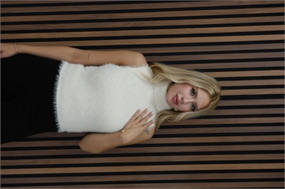 Sıfır Kol Sakallı Crop Bluz