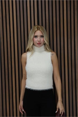 Sıfır Kol Sakallı Crop Bluz