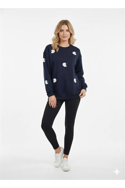 Süzüne Nakışlı Üç İp Sweat