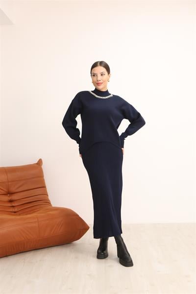 Taşlı Bluz Jile Elbise Takım