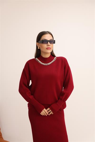 Taşlı Bluz Jile Elbise Takım