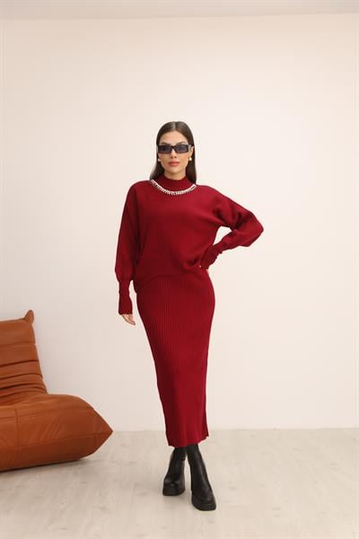 Taşlı Bluz Jile Elbise Takım