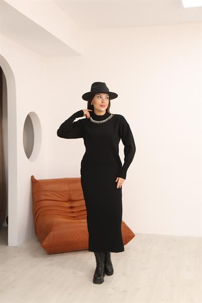 Taşlı Bluz Jile Elbise Takım