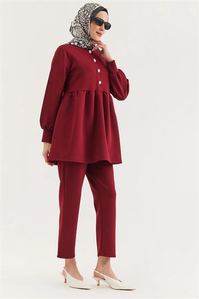 Taşlı Düğmeli İkili Takım