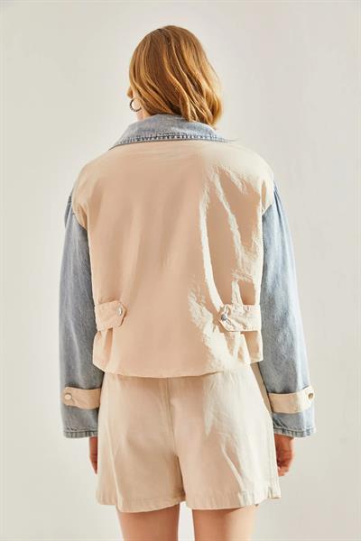 Tek Cep Düğmeli Kot Ceket