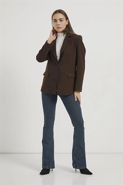 Tek Düğmeli Cep Kapaklı Poliviskon Ceket