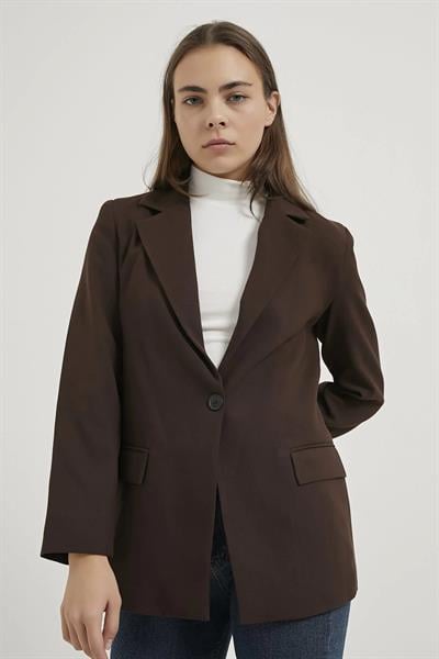 Tek Düğmeli Cep Kapaklı Poliviskon Ceket