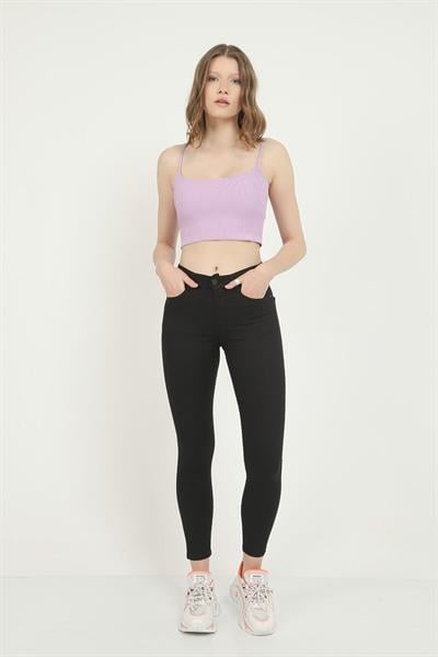 Tek Düğmeli Yüksel Bel Battal Pantolon