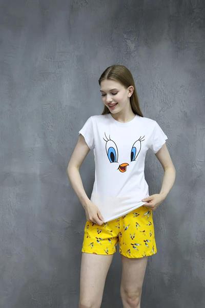 Tweety Baskılı Tshirt Şort Pijama Takımı