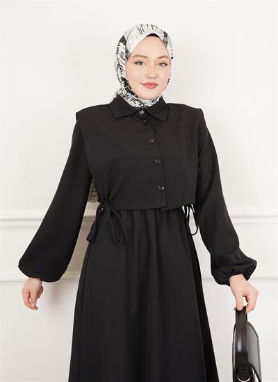 Üstü Gömlek Detaylı Elbise