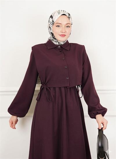 Üstü Gömlek Detaylı Elbise