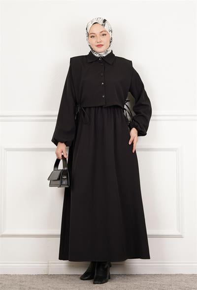 Üstü Gömlek Detaylı Elbise