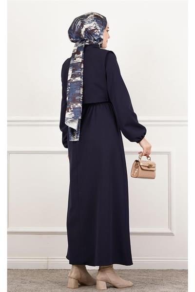 Üstü Gömlek Detaylı Elbise