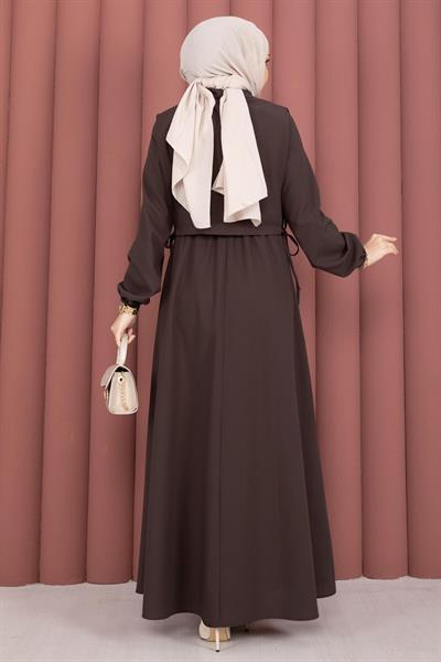 Üstü Gömlek Detaylı Elbise