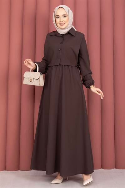 Üstü Gömlek Detaylı Elbise