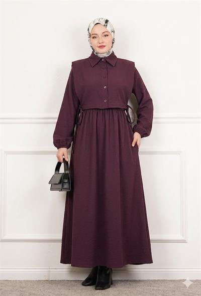 Üstü Gömlek Detaylı Elbise