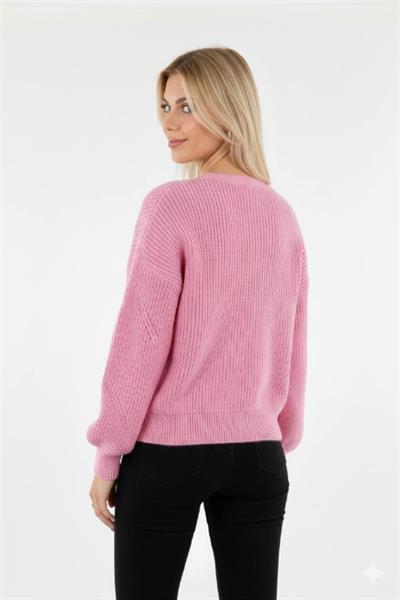 V Yaka Düğmeli Triko Hırka