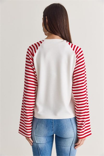 West League Baskılı Çizgili Kol Sweatshirt