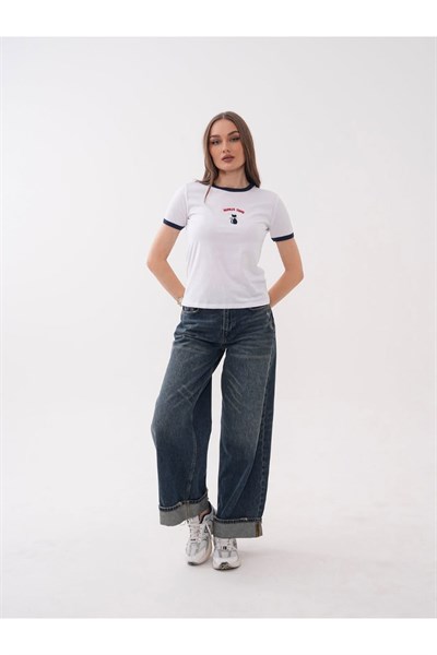 Yaka ve Kol Biyeli MINUS TWQ Baskı Tshirt