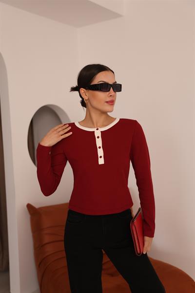 Yarım Düğme Biyeli Bluz