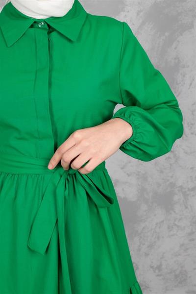 Yarım Düğmeli Kat Kat Elbise