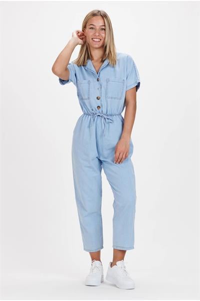 Yarım Düğmeli Kot Tulum