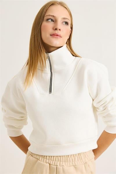 Yarım Fermuar Dik Yaka Sweat