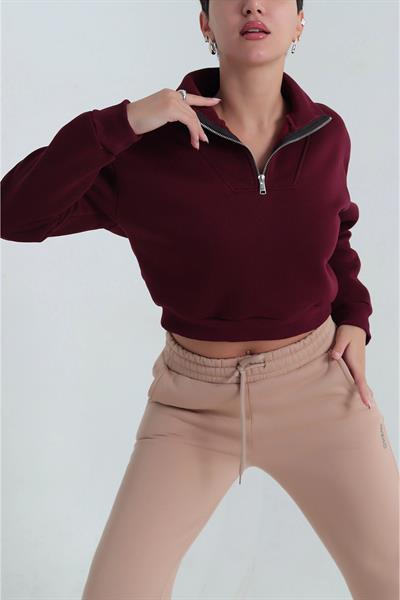 Yarım Fermuar Dik Yaka Sweat