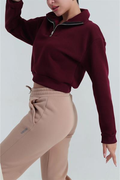 Yarım Fermuar Dik Yaka Sweat