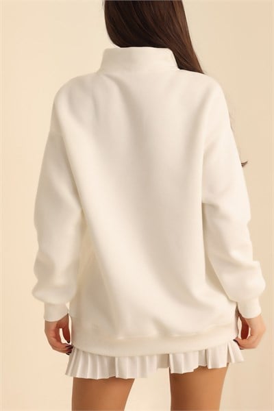 Yarım Fermuarlı İçi Şardonlu 3 İplik Sweat