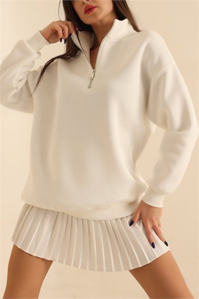 Yarım Fermuarlı İçi Şardonlu 3 İplik Sweat