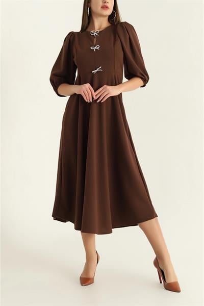 Yarım Kol Pervazlı Elbise