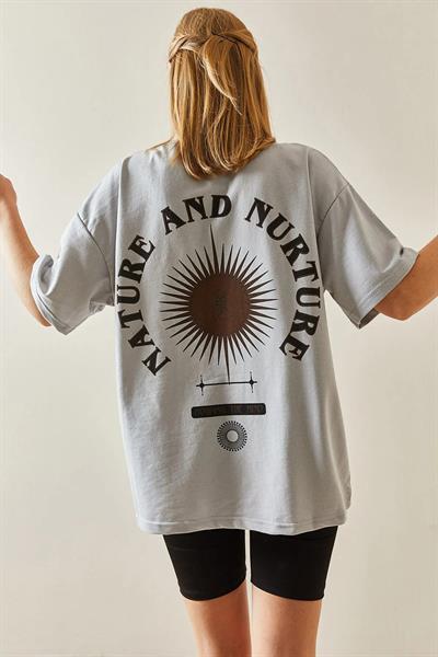 Yazı Baskılı Bisiklet Yaka T-shirt