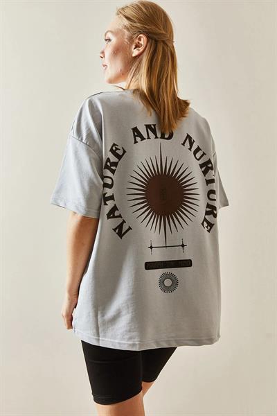 Yazı Baskılı Bisiklet Yaka T-shirt