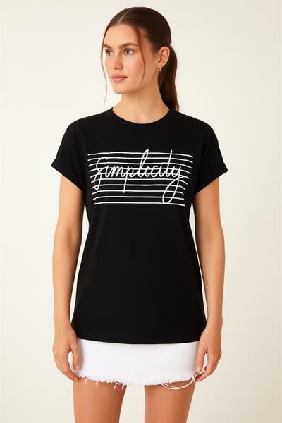 Yazı Baskılı Salaş Tshirt