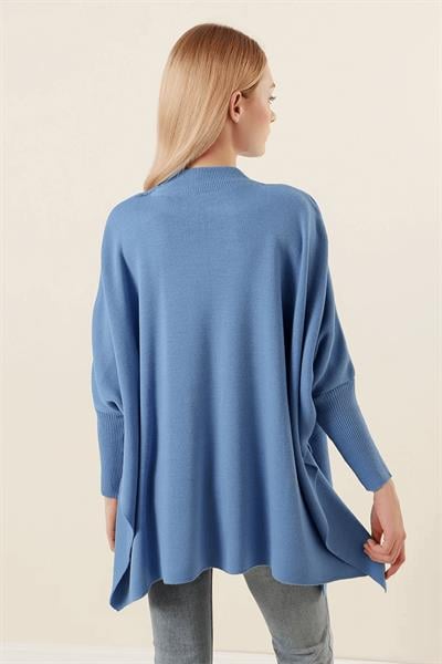 Yırtmaçlı Panço Bisiklet Yaka Tunik